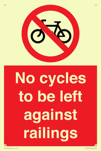 No cycles to be left against railings